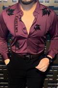 Paris Petal Jacquard Shirt - WINE - Under Attack