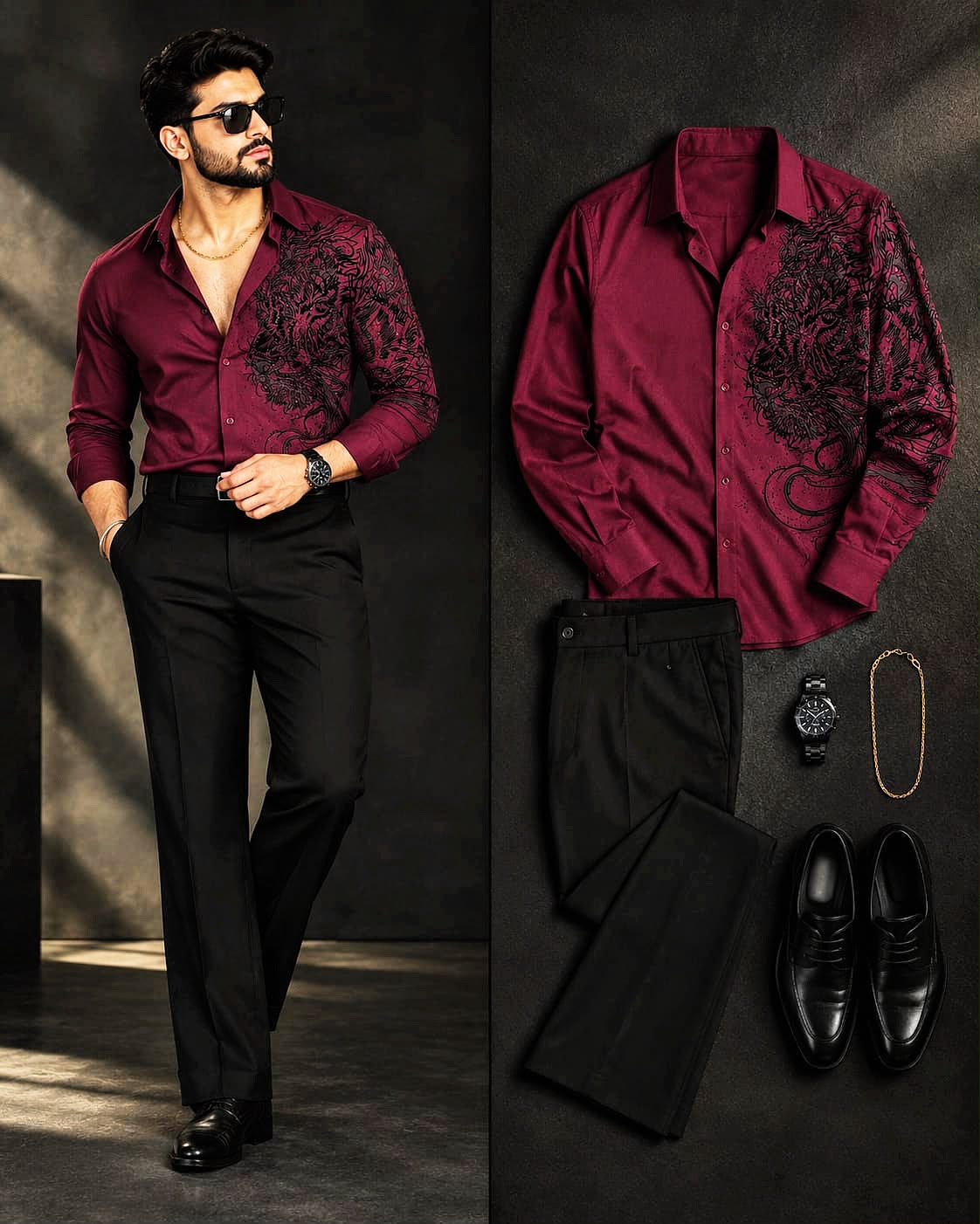 Phantom Claw Prestige Jacquard Shirt - Wine - Under Attack