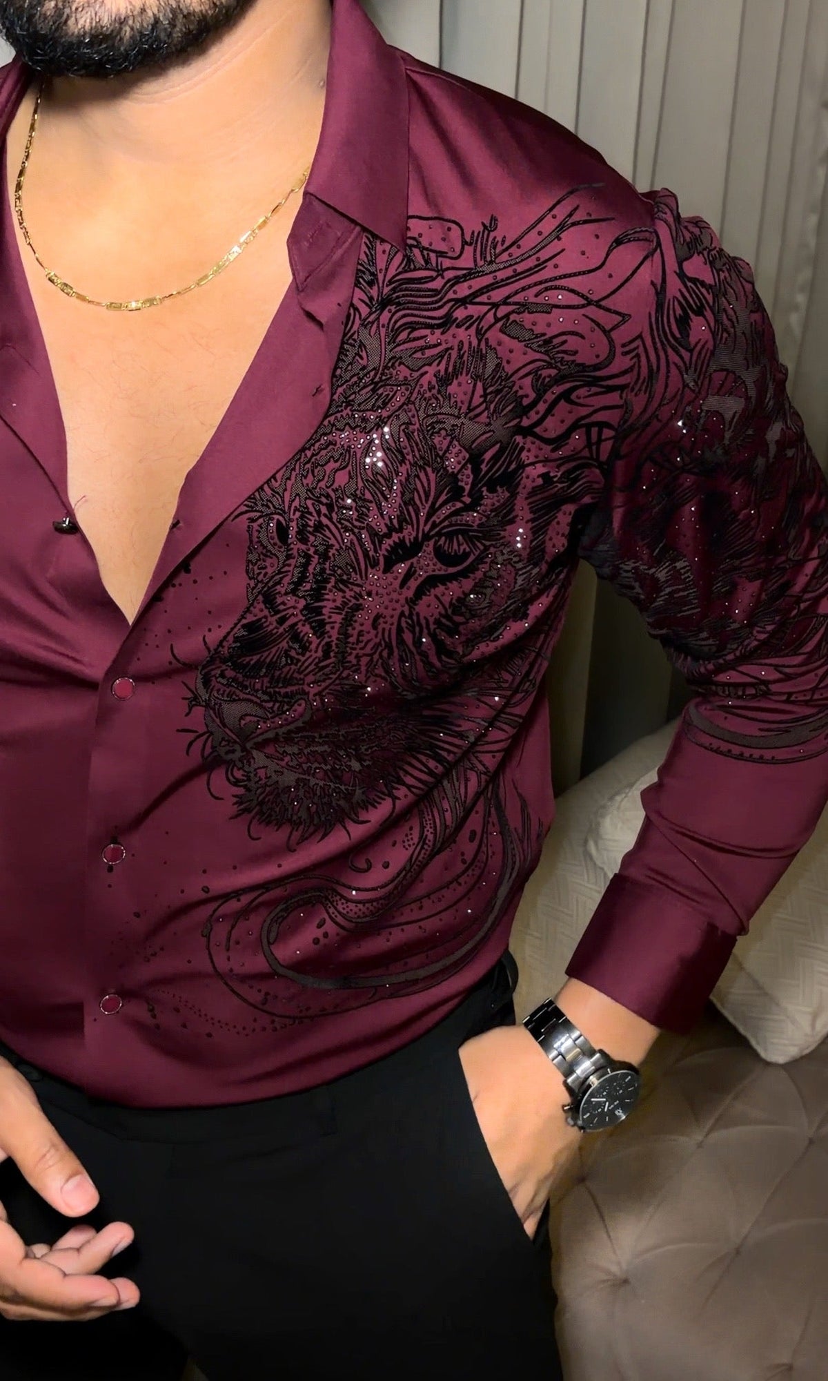 Phantom Claw Prestige Jacquard Shirt - Wine - Under Attack