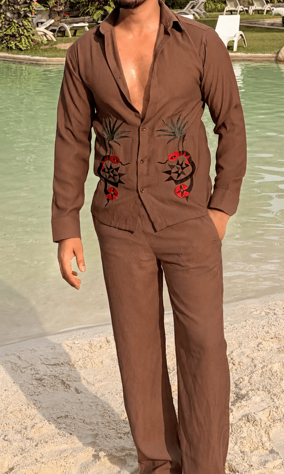 Phi Phi Linen Textured Coord set - BROWN - Under Attack