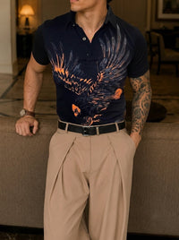 Phoenix Half Sleeves Polo Tshirt - BLACK