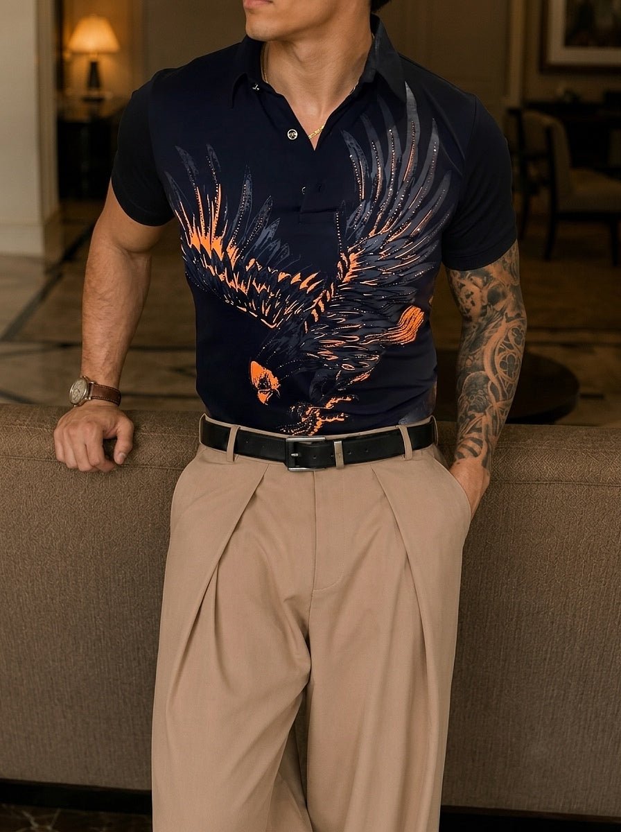 Phoenix Half Sleeves Polo Tshirt - BLACK