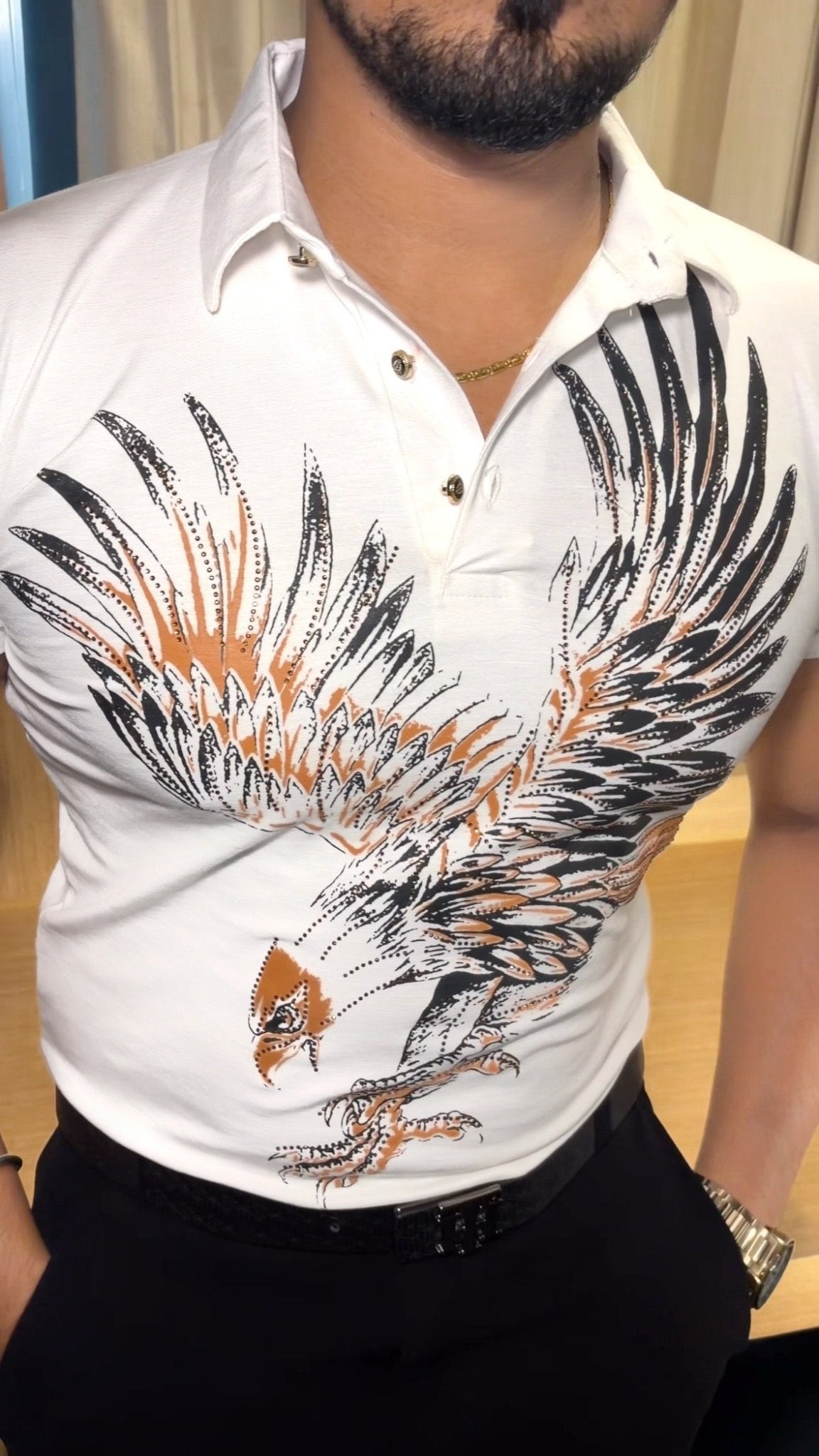 Phoenix Half Sleeves Polo Tshirt - White - Under Attack