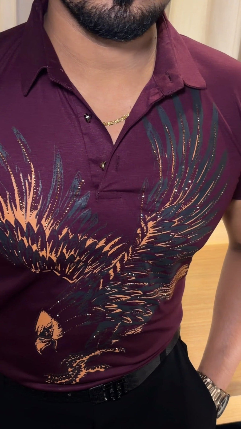 Phoenix Half Sleeves Polo Tshirt - Wine - Under Attack
