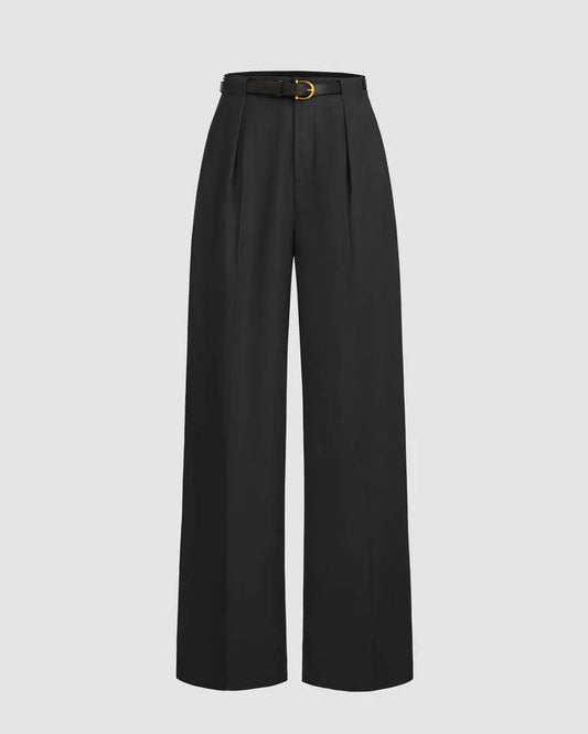 Pleated Pants With Belt - Black - Under Attack