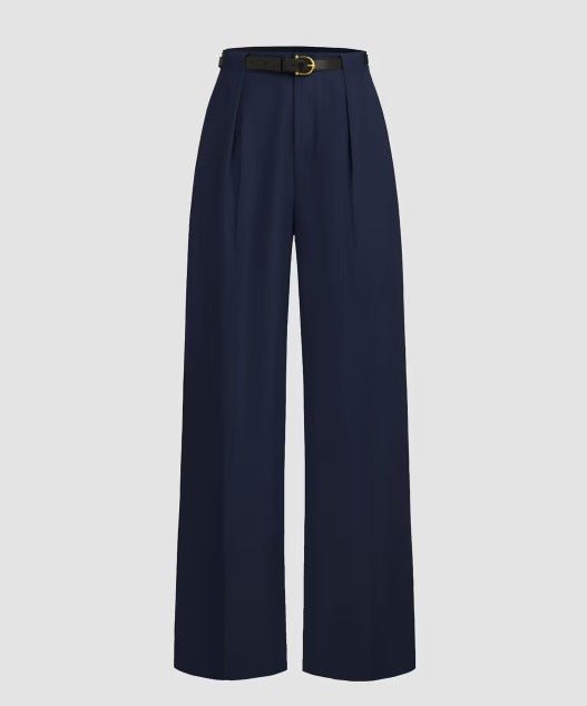 Pleated Pants With Belt - Navy - Under Attack
