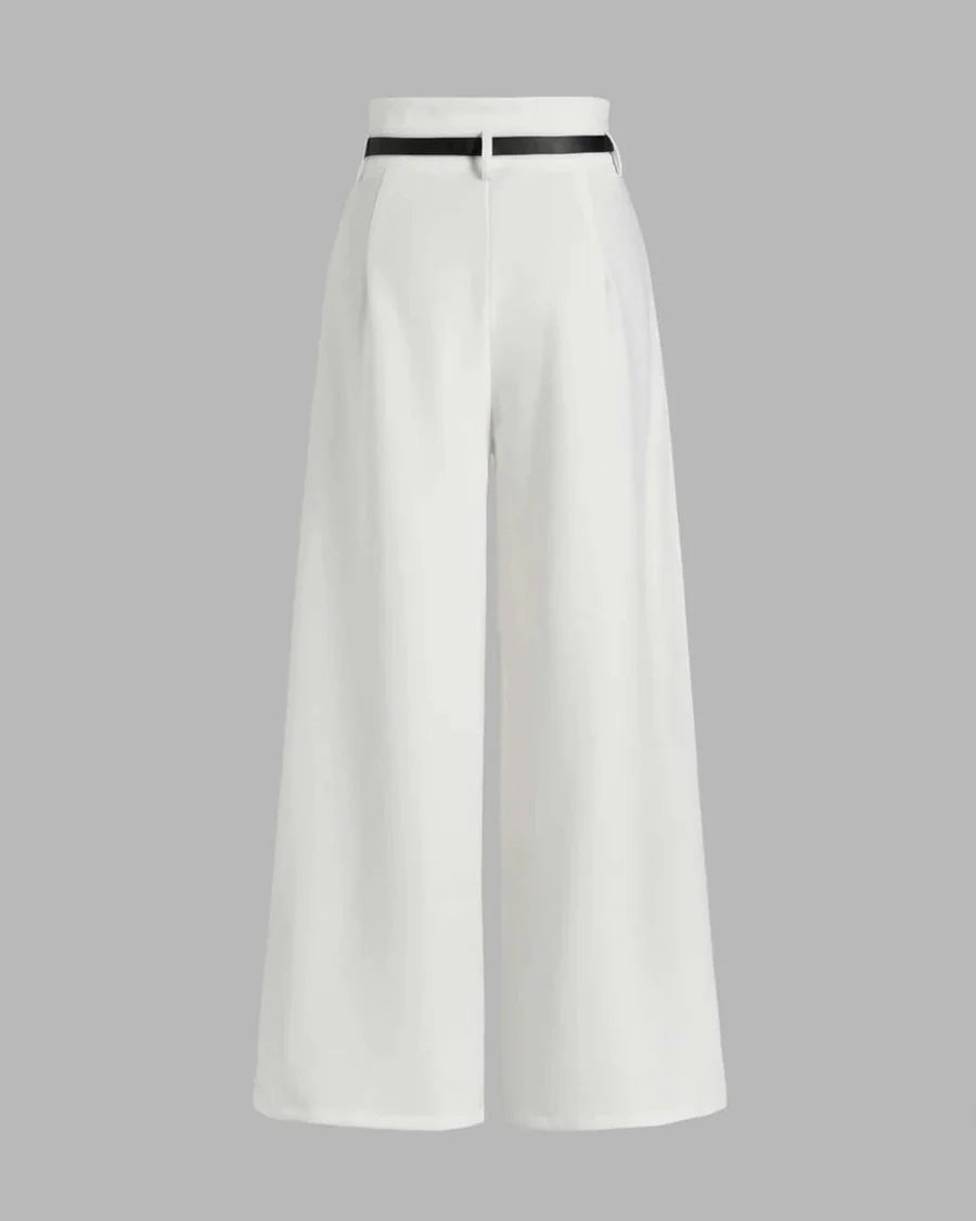 Pleated Pants With Belt - White - Under Attack
