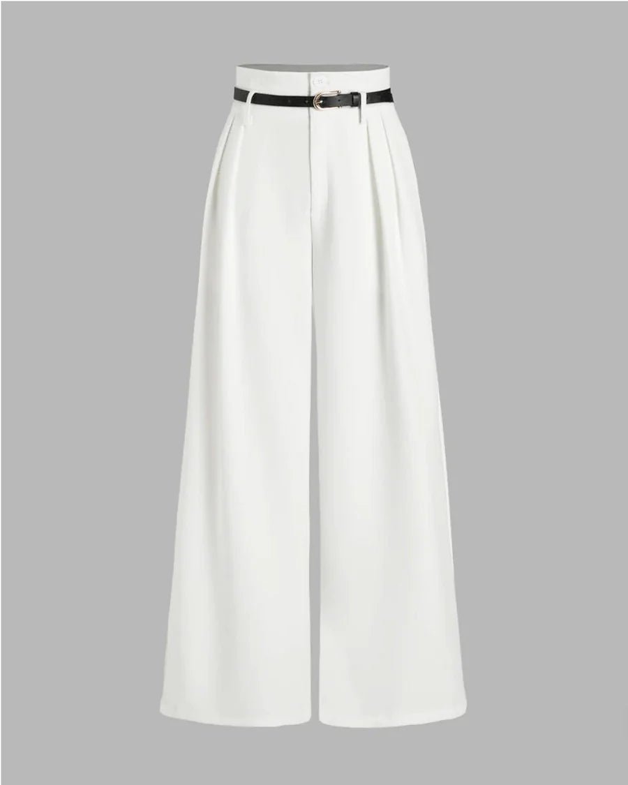 Pleated Pants With Belt - White - Under Attack