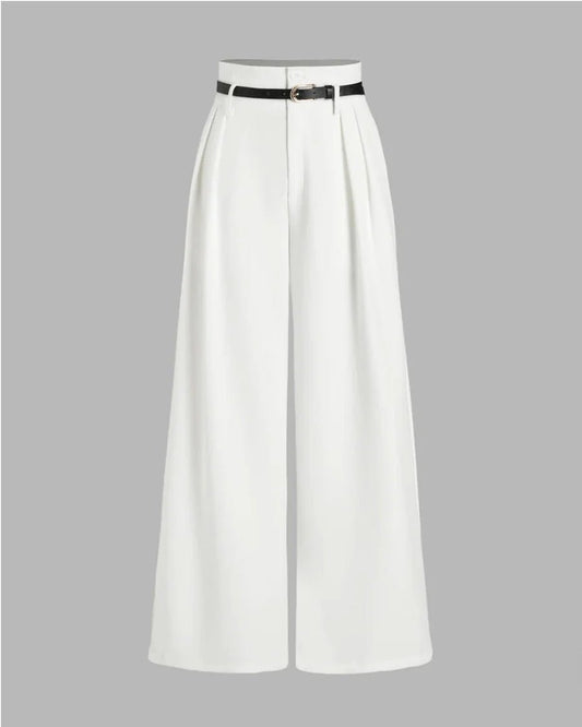 Pleated Pants With Belt - White - Under Attack