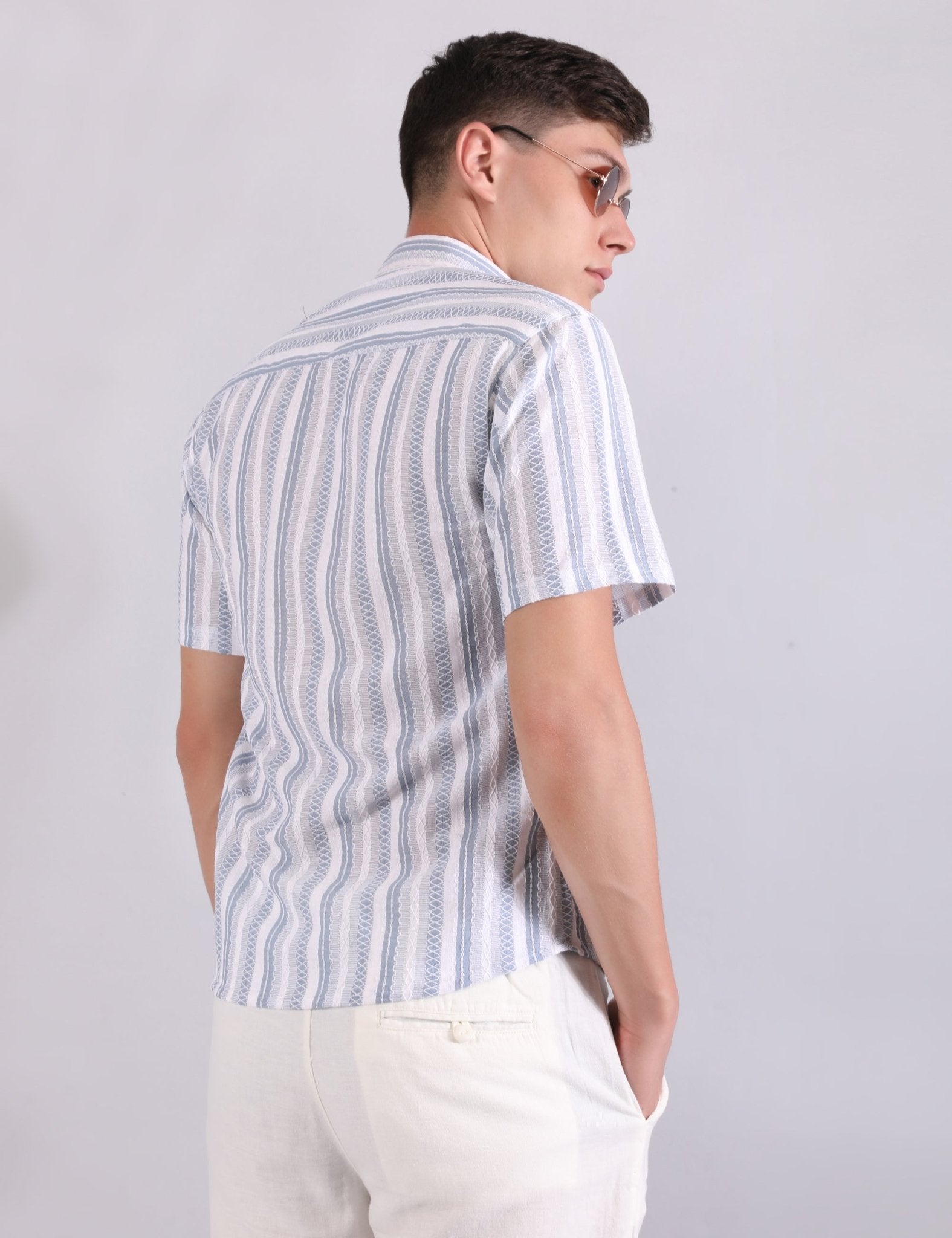 Prague Linen Stripe Shirt - SKY BLUE - Under Attack