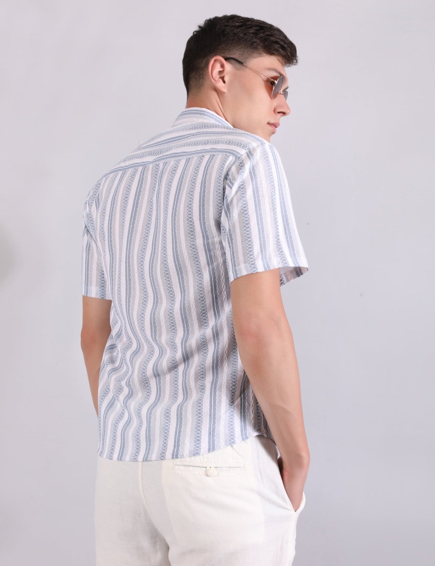 Prague Linen Stripe Shirt - SKY BLUE - Under Attack