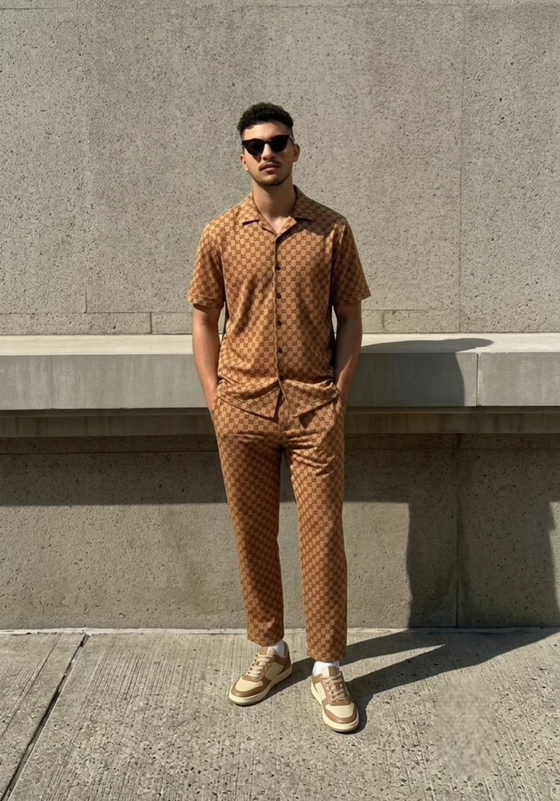 Prestige Monogram Coord Set - Caramel Brown - Under Attack