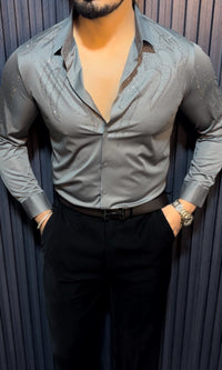 Radiant Luxe Stitchless Wrinkle Free Lycra Shirt - Charcoal