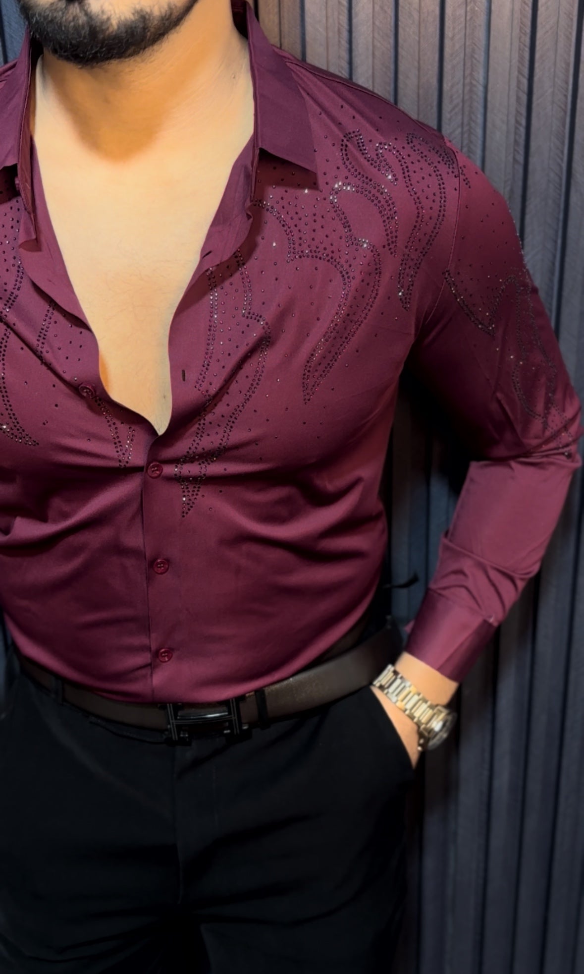 Radiant Wrinkle Free Lycra Shirt - Wine - Under Attack