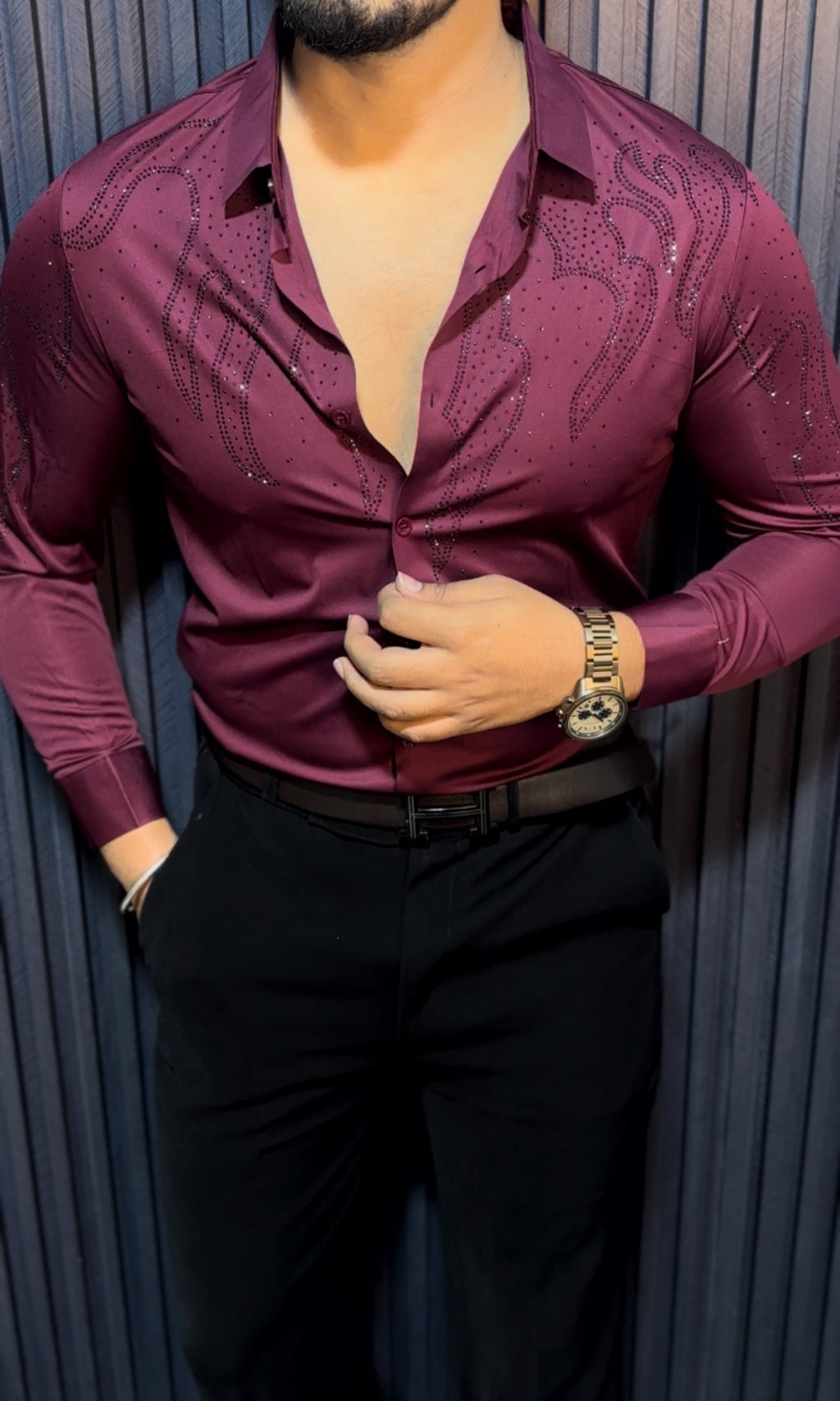 Radiant Wrinkle Free Lycra Shirt - Wine - Under Attack