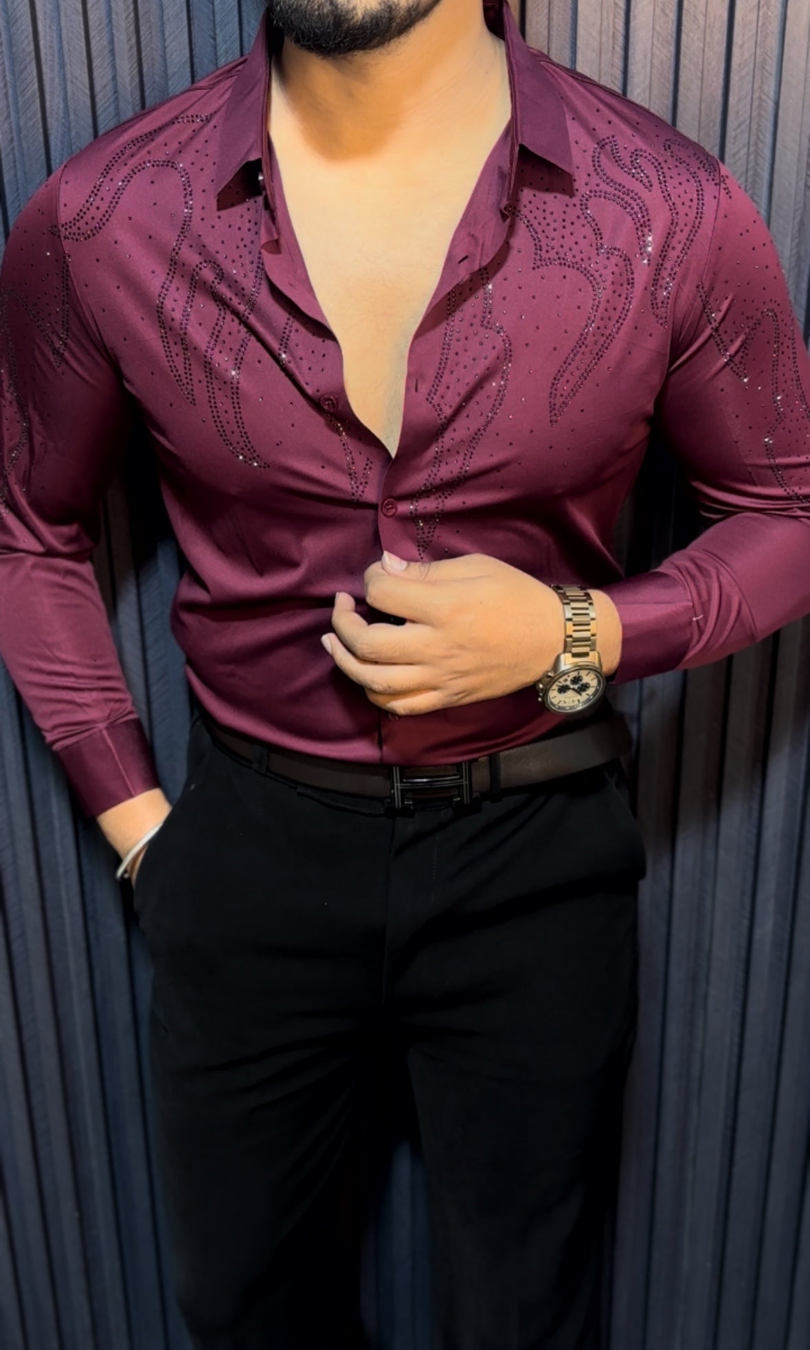 Radiant Wrinkle Free Lycra Shirt - Wine - Under Attack