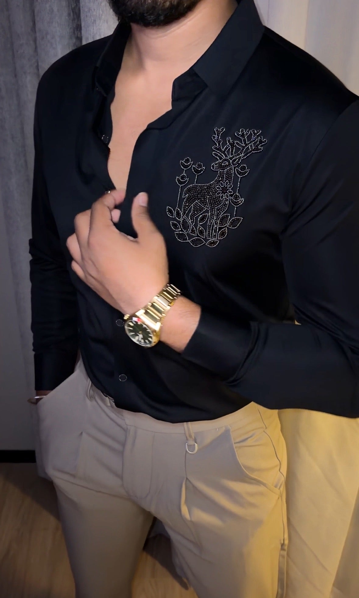 Reindeer Luxe Stitchless Jacquard Shirt - BLACK - Under Attack