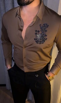 Reindeer Luxe Stitchless Jacquard Shirt - CAMEL