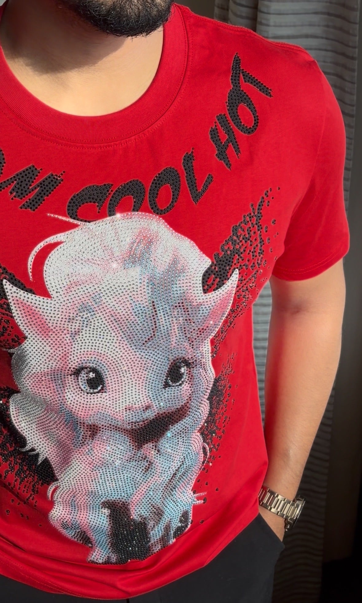 Reindeer Luxury Diamond Rhinestones Tshirt - Red - Under Attack
