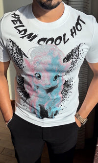 Reindeer Luxury Diamond Rhinestones Tshirt - White