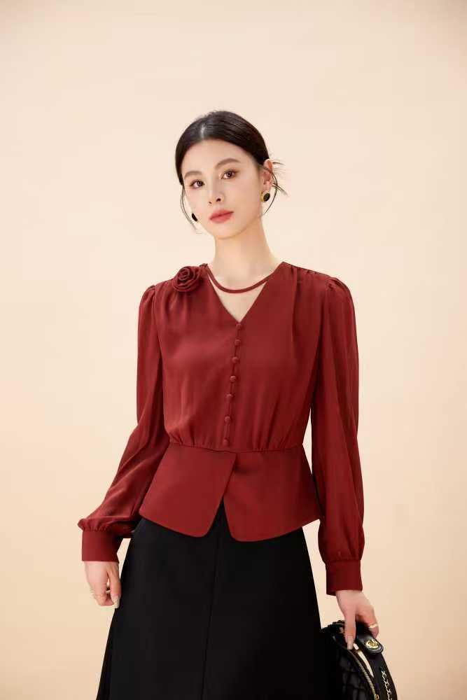 Rose Draped Stretchable Top - RED - Under Attack