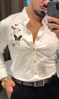 Roseatte Luxe Stitchless Jacquard Shirt - WHITE