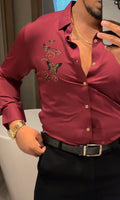 Roseatte Luxe Stitchless Jacquard Shirt - WINE - Under Attack
