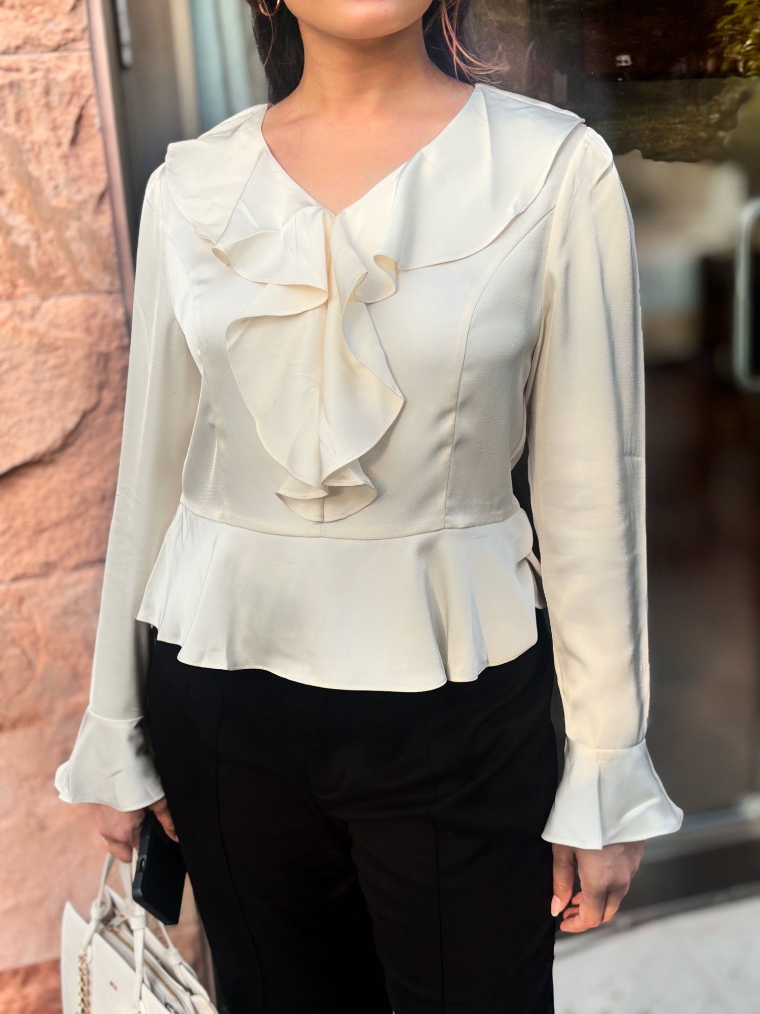 Ruffle Draped Top - WHITE - Under Attack