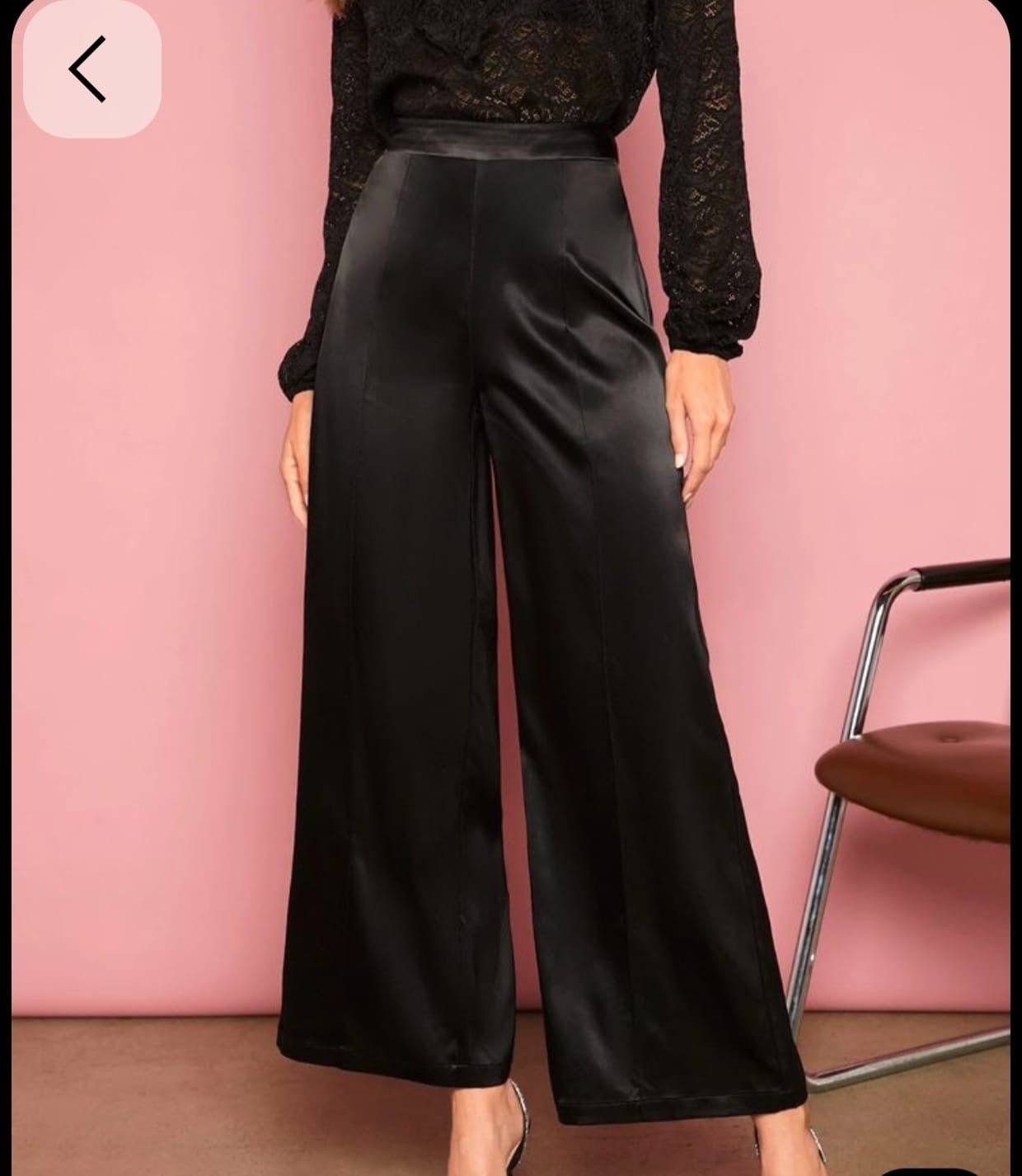 Satin High Waist Straight Fit Pants Black - Under Attack
