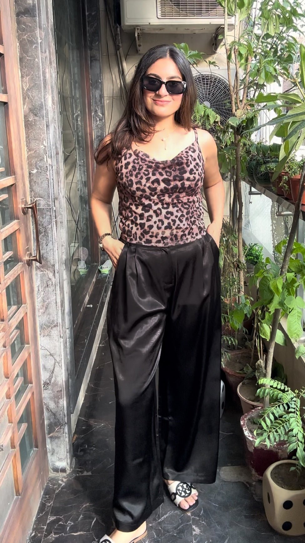 Satin High Waist Straight Fit Pants Black - Under Attack