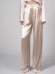 Satin High Waist Straight Fit Pants White - Under Attack