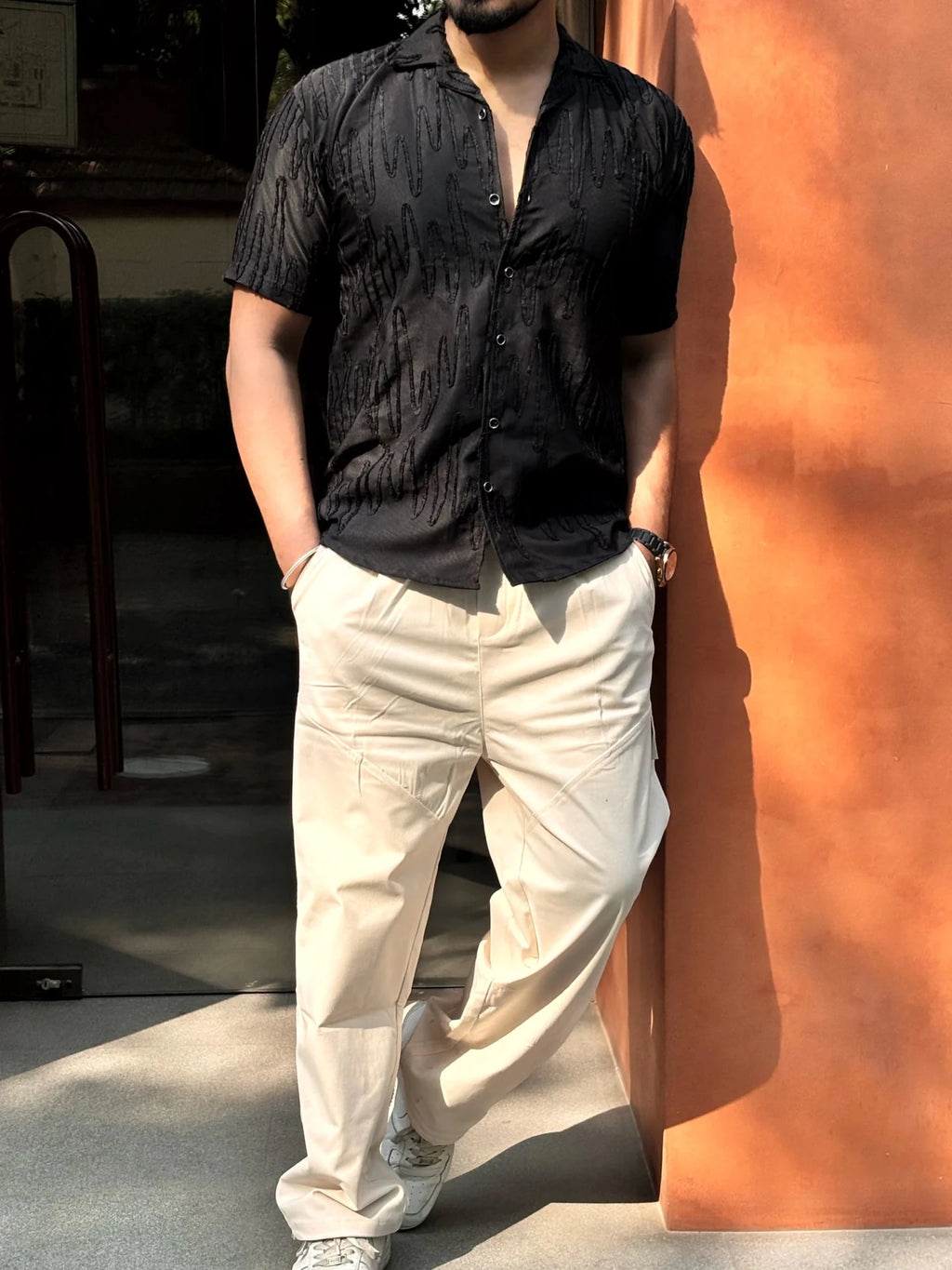 Saudi Embroidered ZigZag Shirt – BLACK - Under Attack
