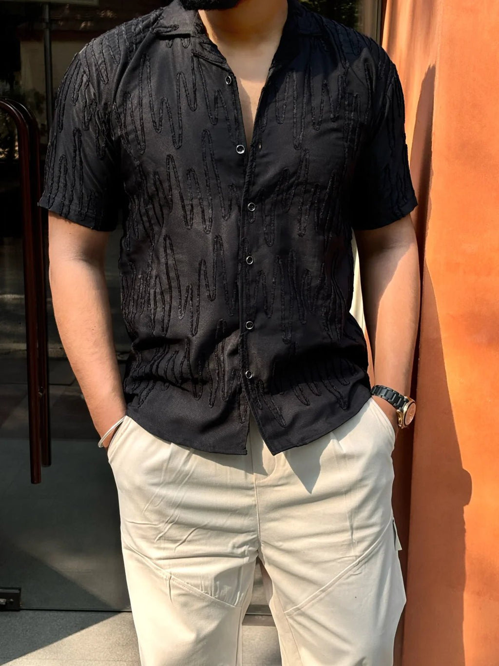 Saudi Embroidered ZigZag Shirt – BLACK - Under Attack