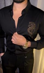 Seahorse Luxe Stitchless Jacquard Shirt - BLACK - Under Attack