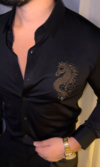 Seahorse Luxe Stitchless Jacquard Shirt - BLACK
