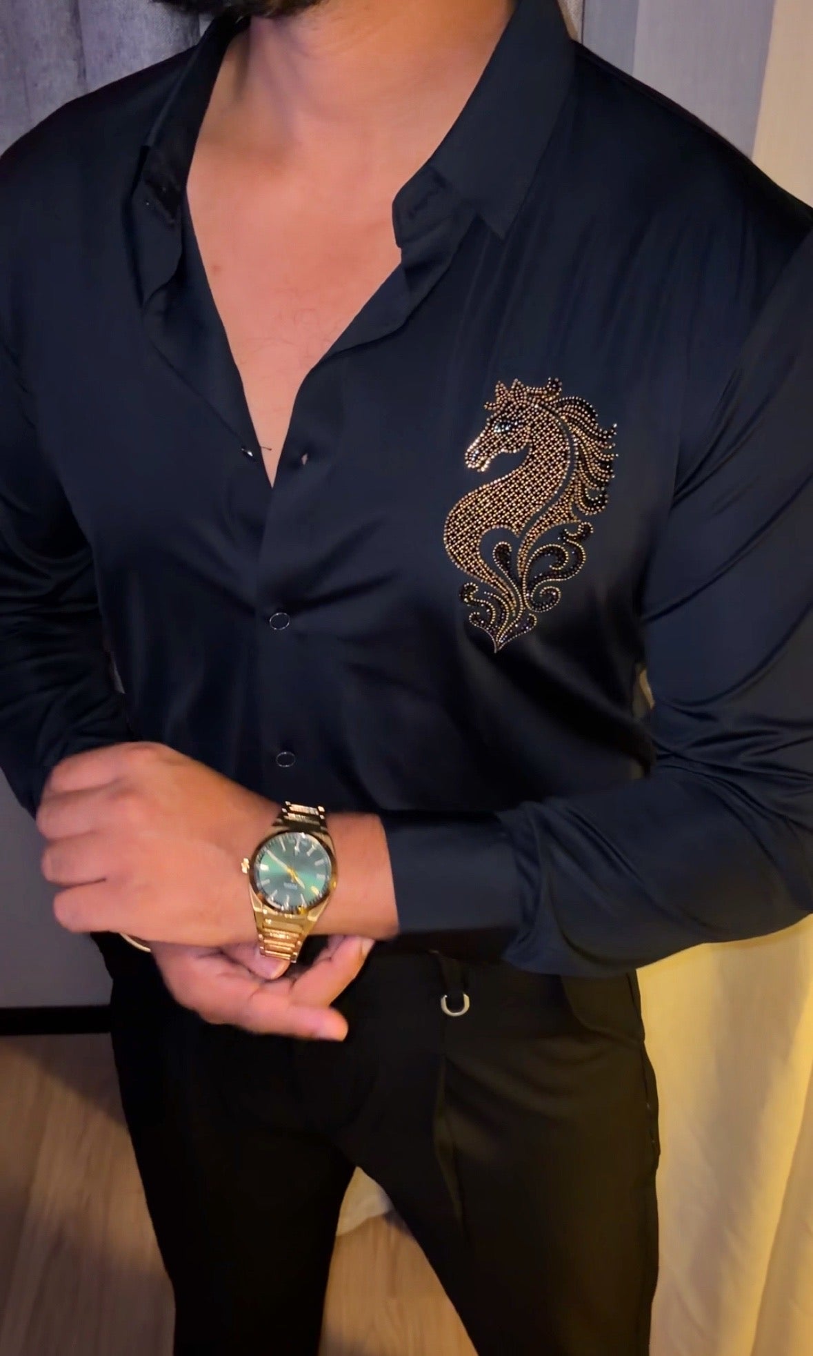 Seahorse Luxe Stitchless Jacquard Shirt - NAVY - Under Attack