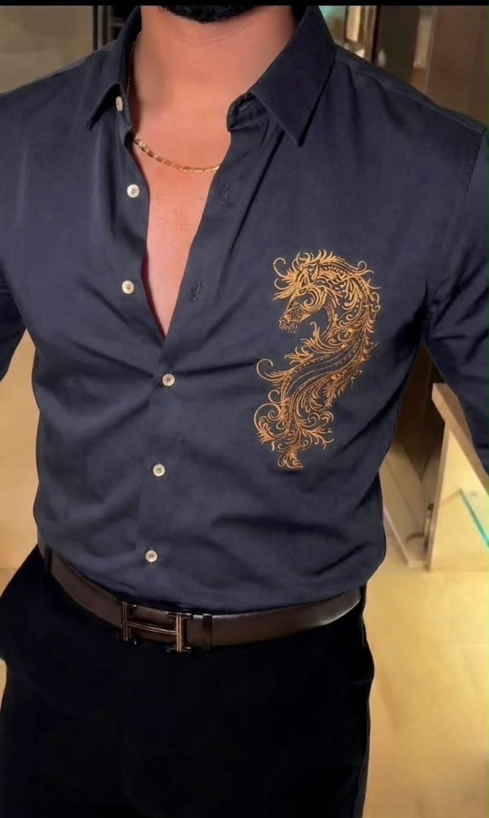 Sealion Luxe Stitchless Jacquard Shirt - Navy - Under Attack