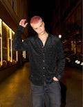 Shadow Grid Velvet Shirt - Black - Under Attack