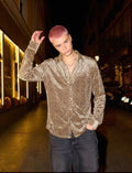 Shadow Grid Velvet Shirt - Camel - Under Attack