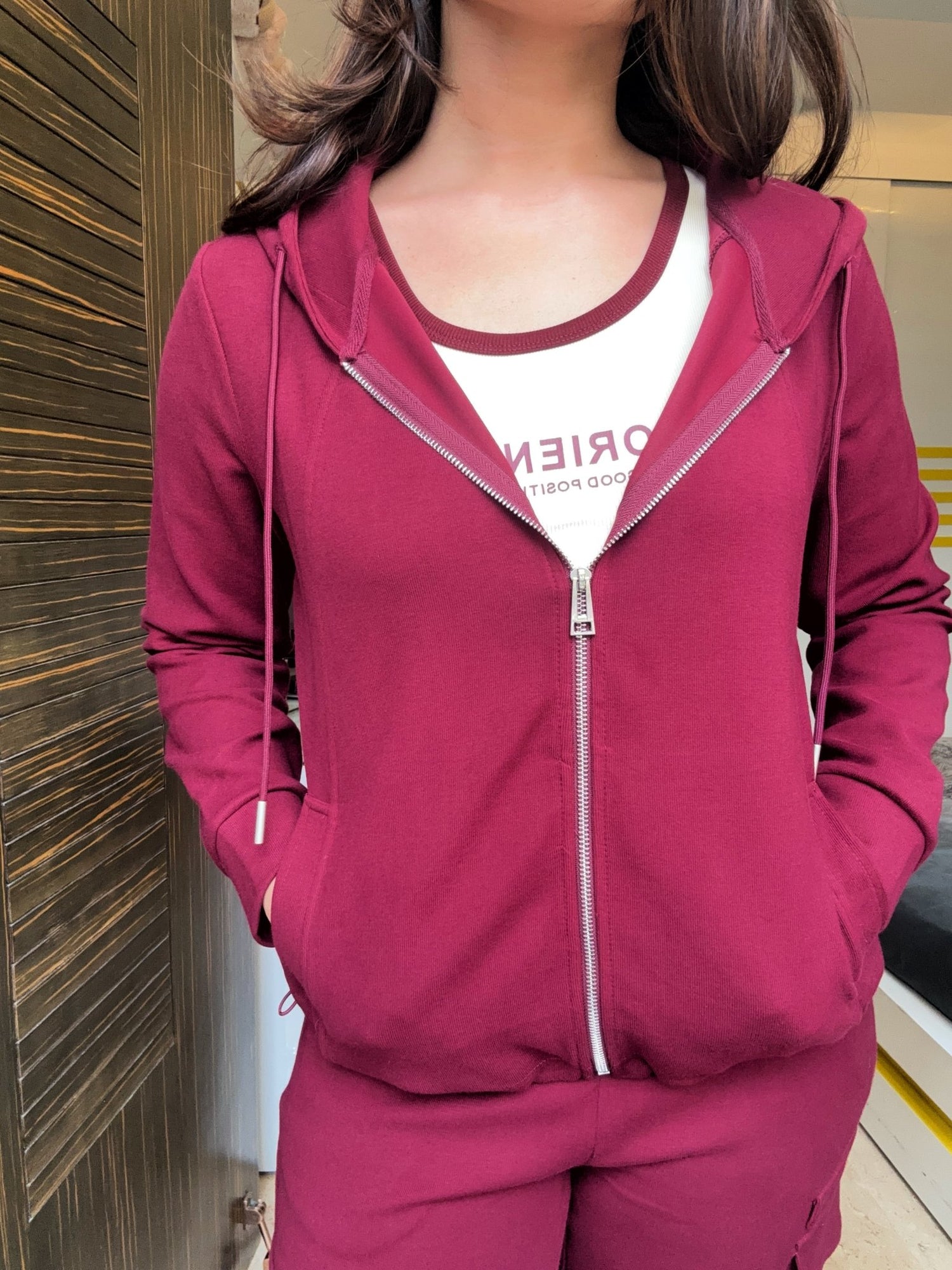 She Said 3 piece Tracksuit In Burgundy - Under Attack