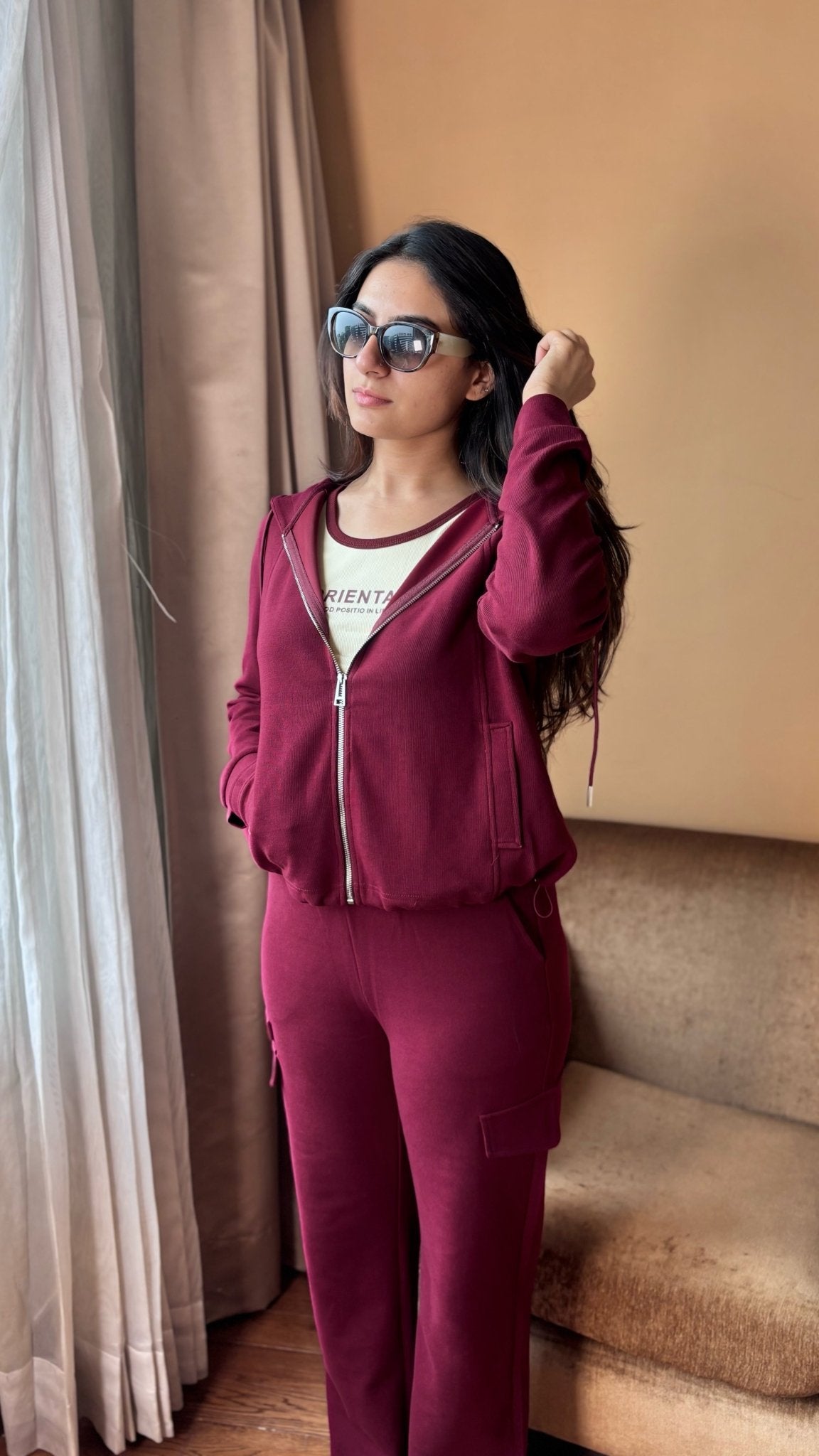 She Said 3 piece Tracksuit In Burgundy - Under Attack