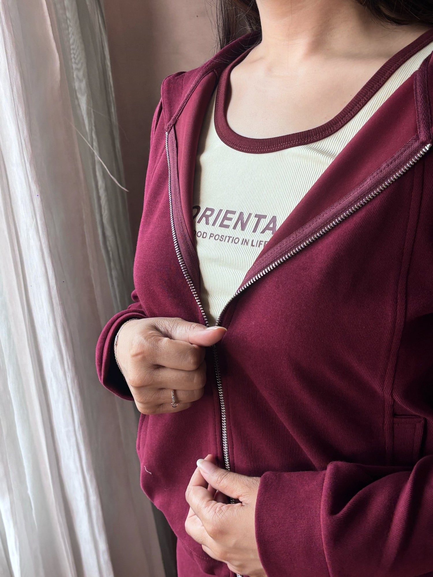 She Said 3 piece Tracksuit In Burgundy - Under Attack