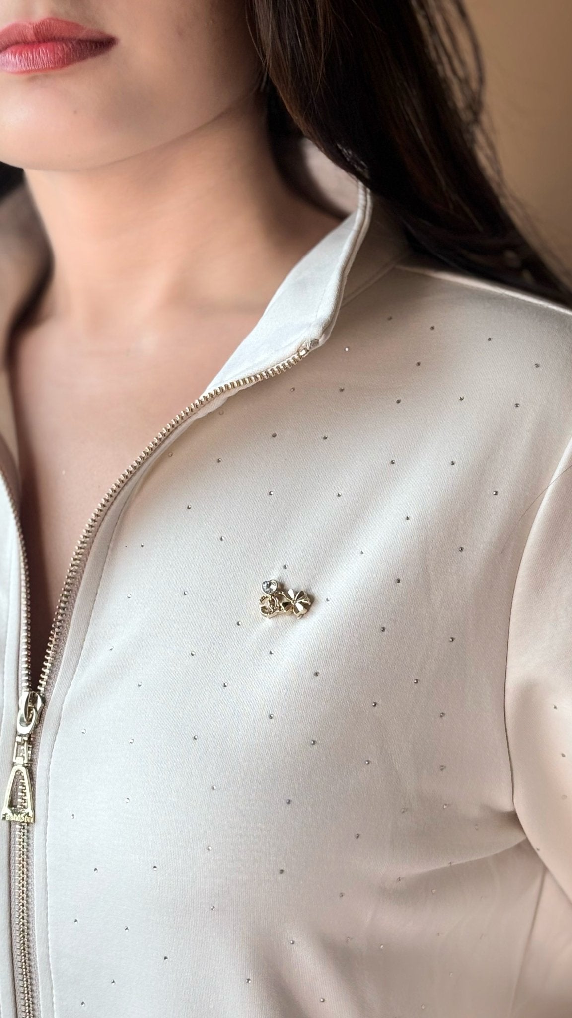 She Said Studded Tracksuit In Beige - Under Attack