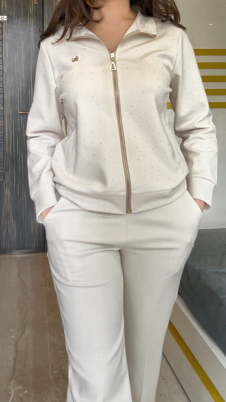 She Said Studded Tracksuit In Beige - Under Attack