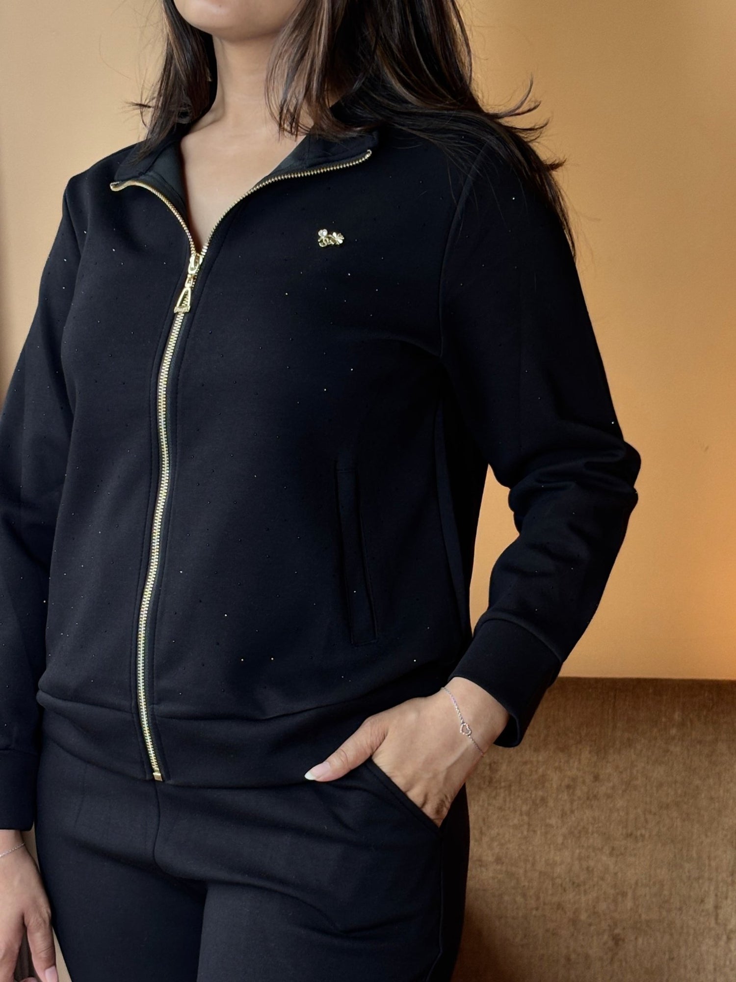 She Said Studded Tracksuit In Black - Under Attack