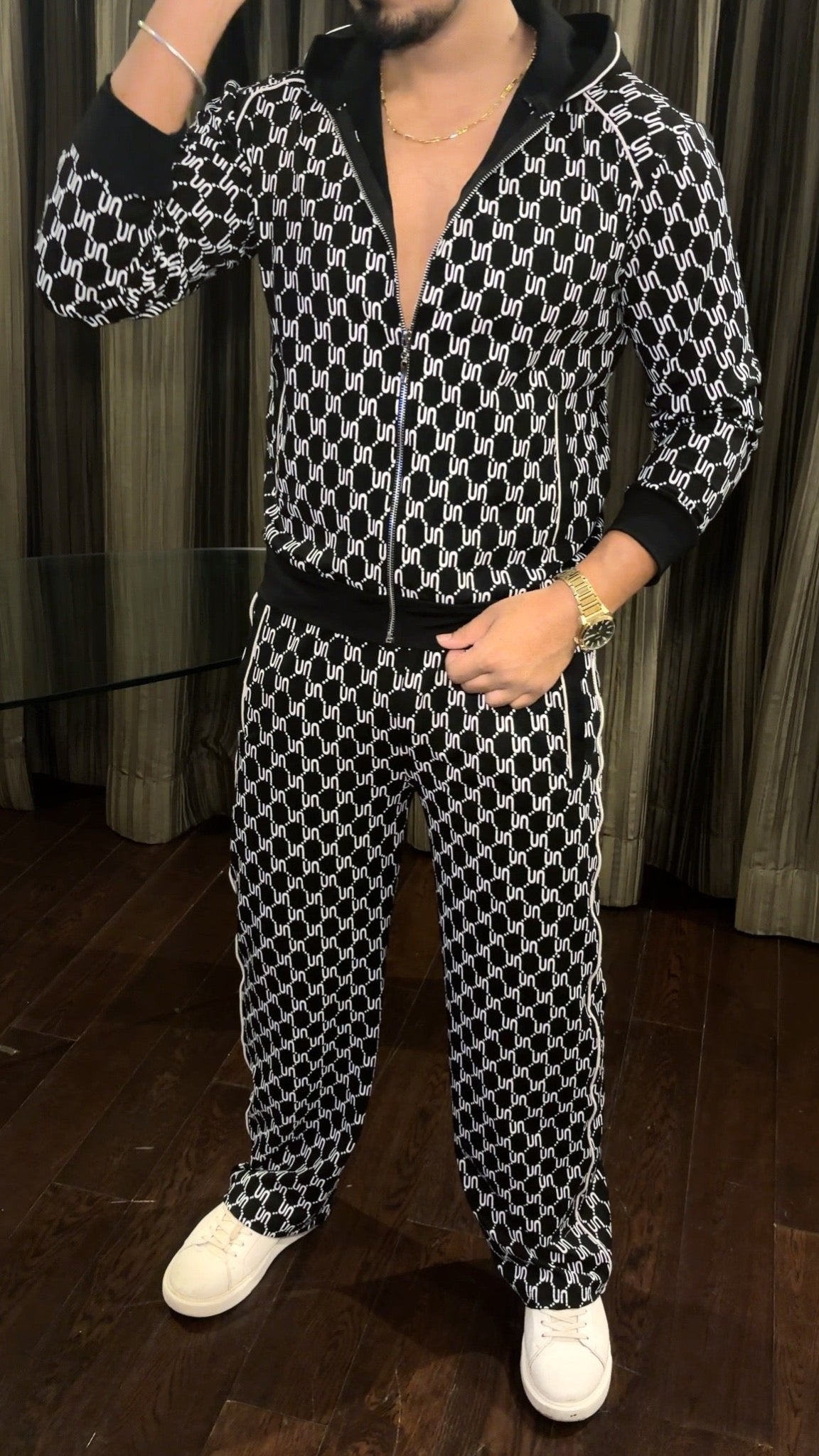Signature Printed Premium Tracksuit - Black - Under Attack