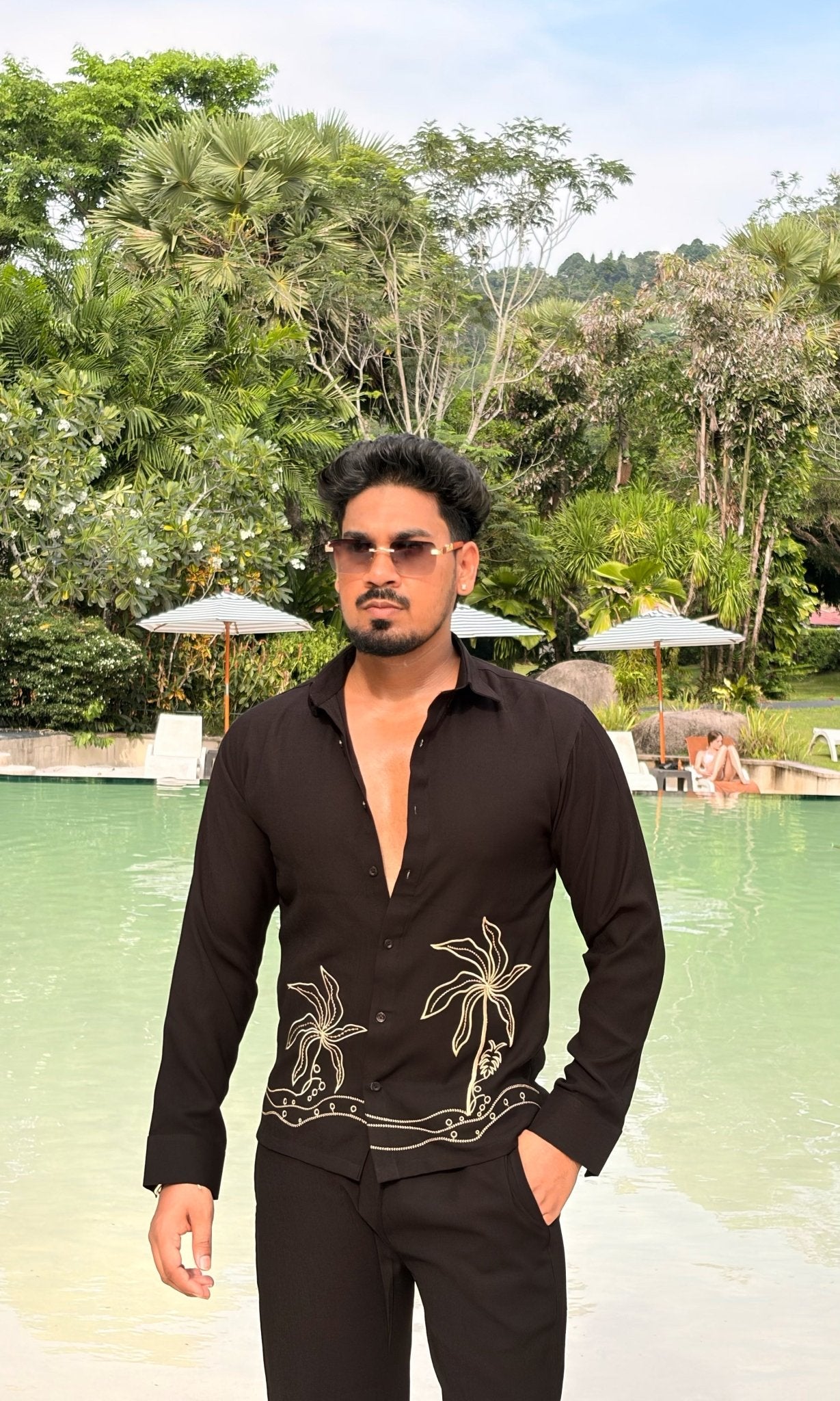 Similan Linen Textured Coord set - BLACK - Under Attack