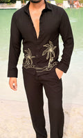 Similan Linen Textured Coord set - BLACK - Under Attack