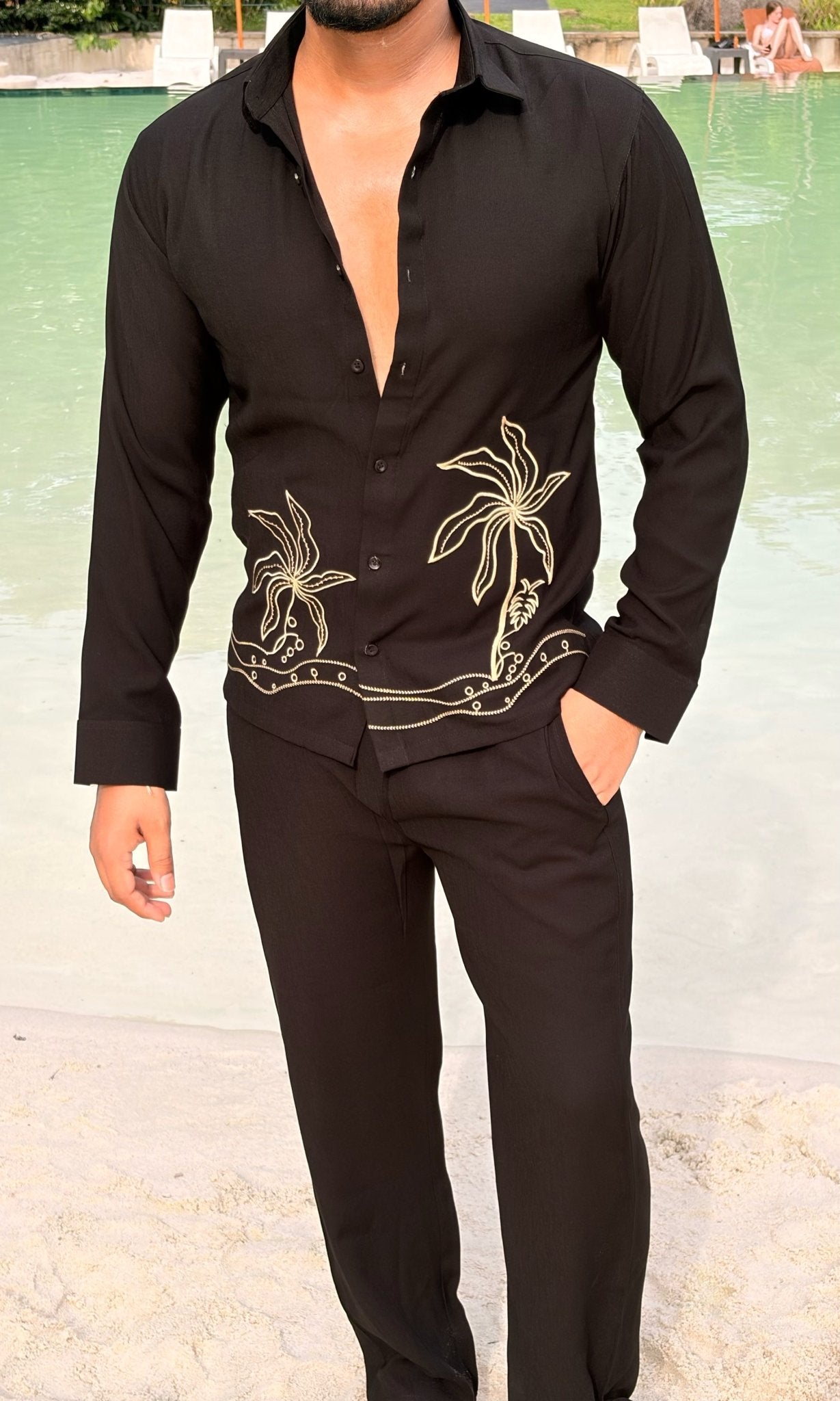Similan Linen Textured Coord set - BLACK - Under Attack