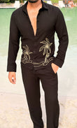 Similan Linen Textured Coord set - BLACK - Under Attack